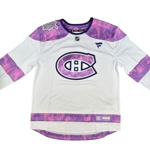Montreal Canadien 2024 Hockey Fights Cancer Practice Jersey Mens M White Pink